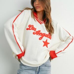 Los Angeles White and Red Women's Sweater